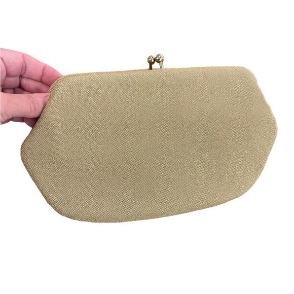 Vintage 1960's One Snap Gold Lurex Clutch Theatre Purse Bag - Picture 7 of 10